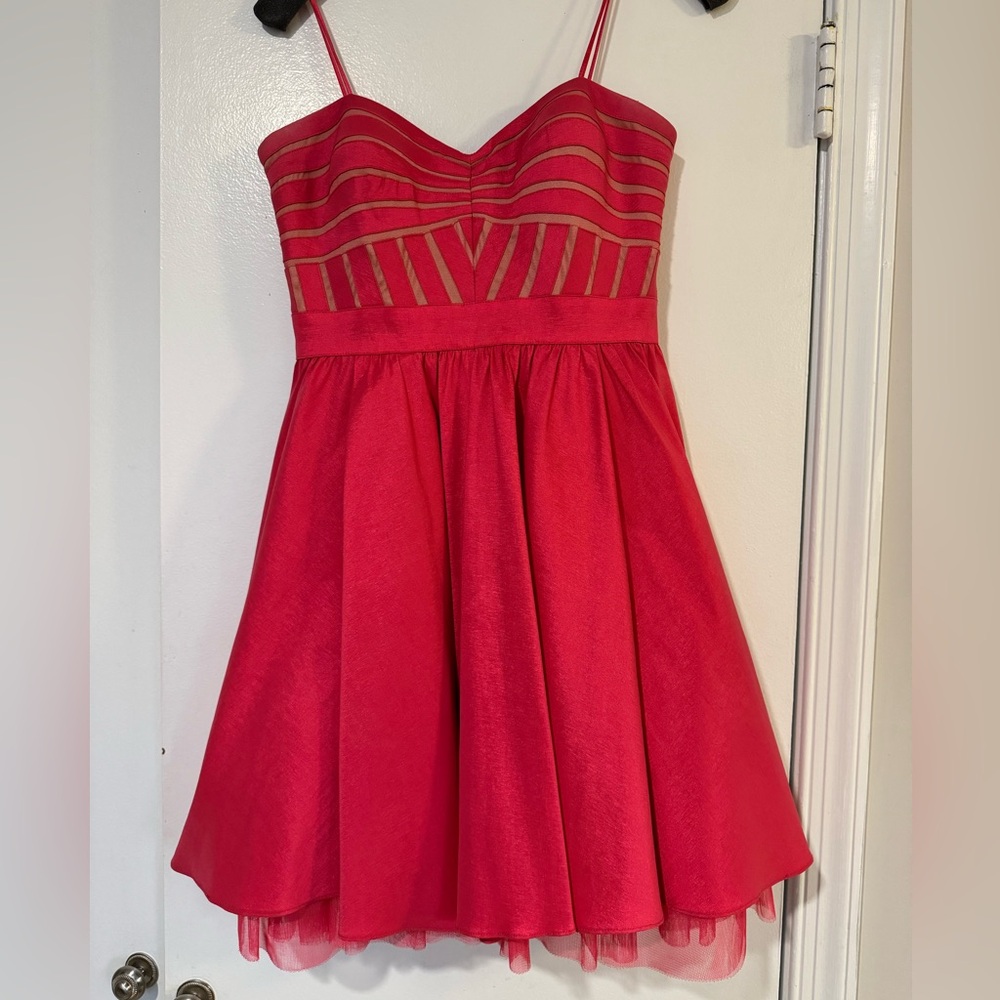 Aidan Mattox Fuscia Heart Shaped Spaghetti Strap Cocktail Dress (Size 6)
